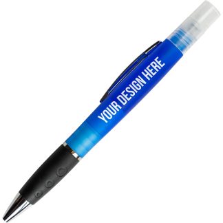Translucent Blue 2-In-1 Pen with Refillable Hand Sanitizer