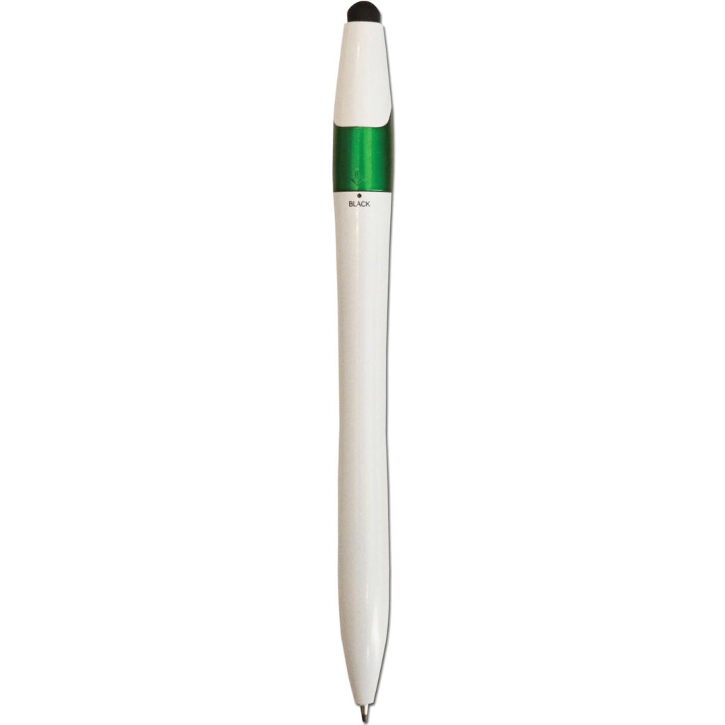 Custom 3-Color Twist Ballpoint Pens with Stylus - Promotional Pens Singapore - Gifts VV Available in 3 exciting item colors 客製 - Promotional Pens Singapore - Gifts VV White / Green 3-Color Twist Ballpoint Pen with Stylus