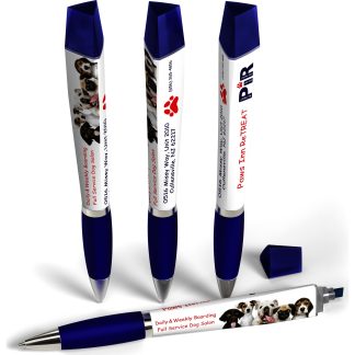 White / Blue Ad Pen Highlighter and Pen Combo