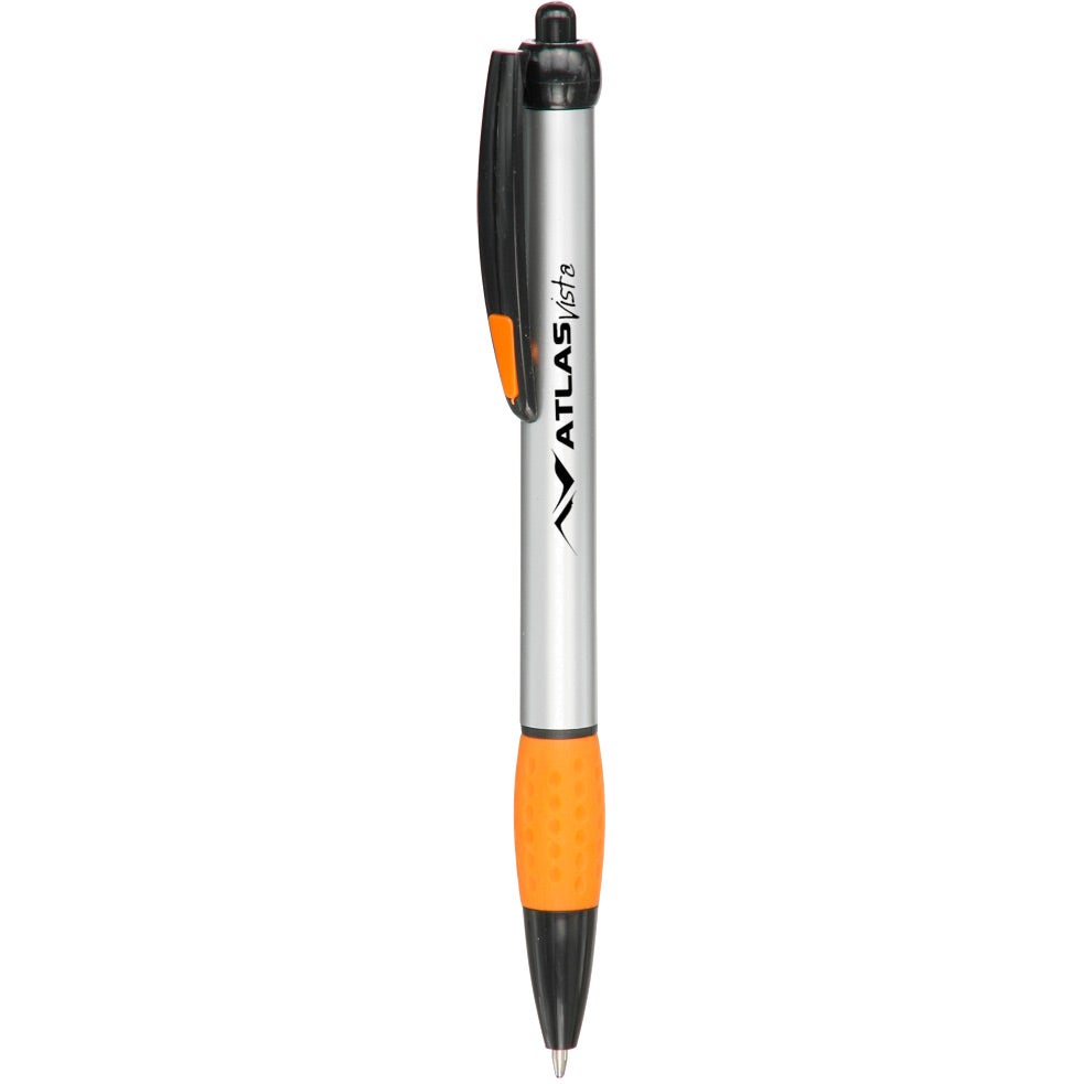 Custom Advertising Plastic Pens - Promotional Pens Singapore - Gifts VV Available in 8 exciting item colors 客製 - Promotional Pens Singapore - Gifts VV Silver / Orange Advertising Plastic Pen