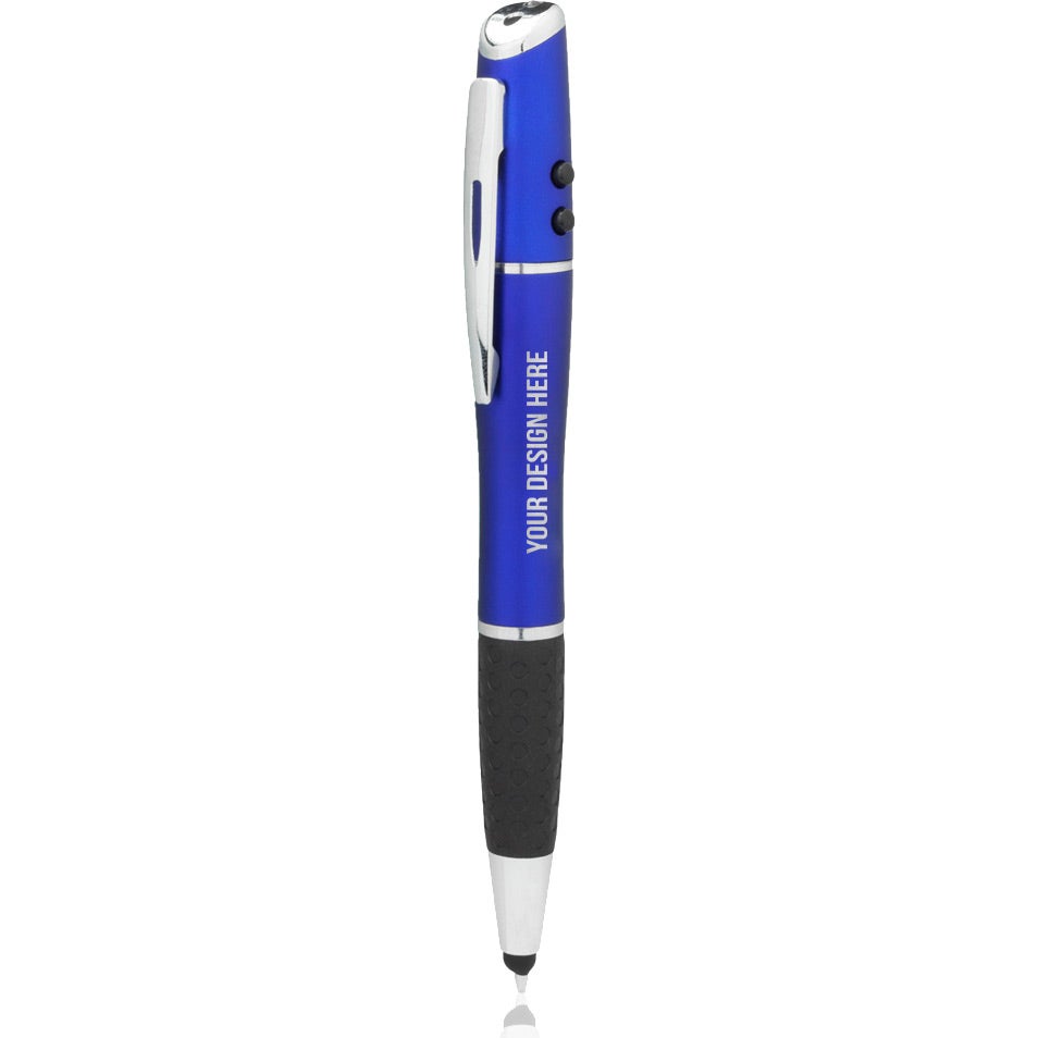 Promo Aero Stylus Pens with LED Light and Laser Pointer - Promotional Pens Singapore - Gifts VV Available in 2 awesome item colors 客製 - Promotional Pens Singapore - Gifts VV Blue / Black Aero Stylus Pen with LED Light and Laser Pointer