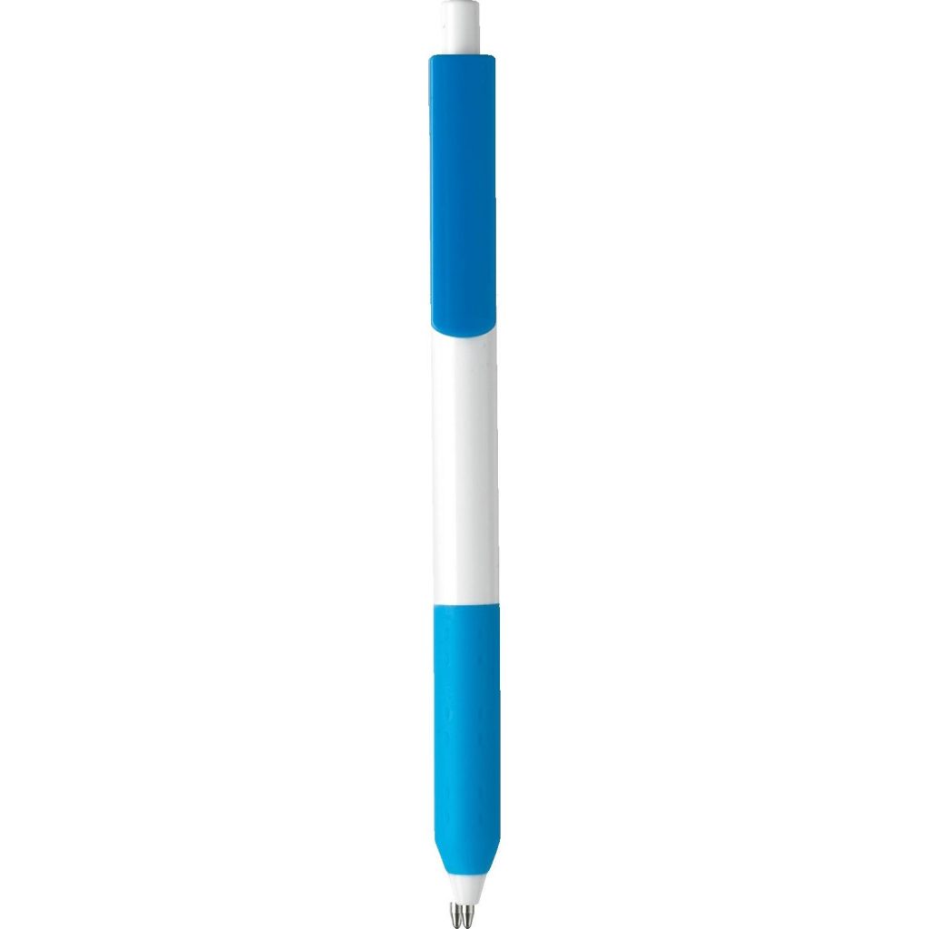 White / Process Blue Alamo Prime Pen with XL Clip