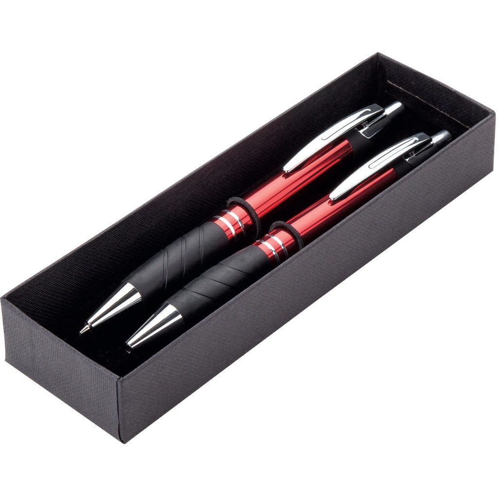 Red Aluminum Ballpoint And Pencil Set
