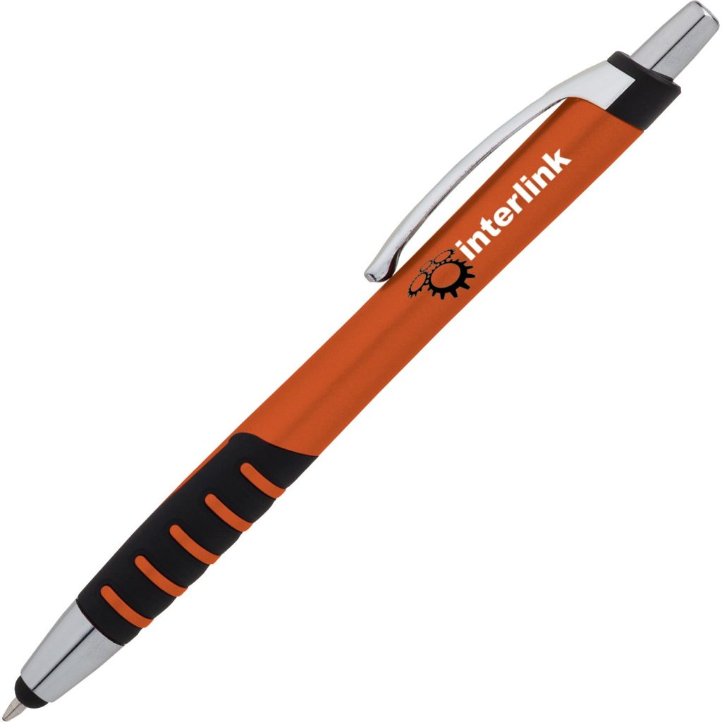 Orange Apex Metallic Ballpoint Pen with Capacitive Stylus