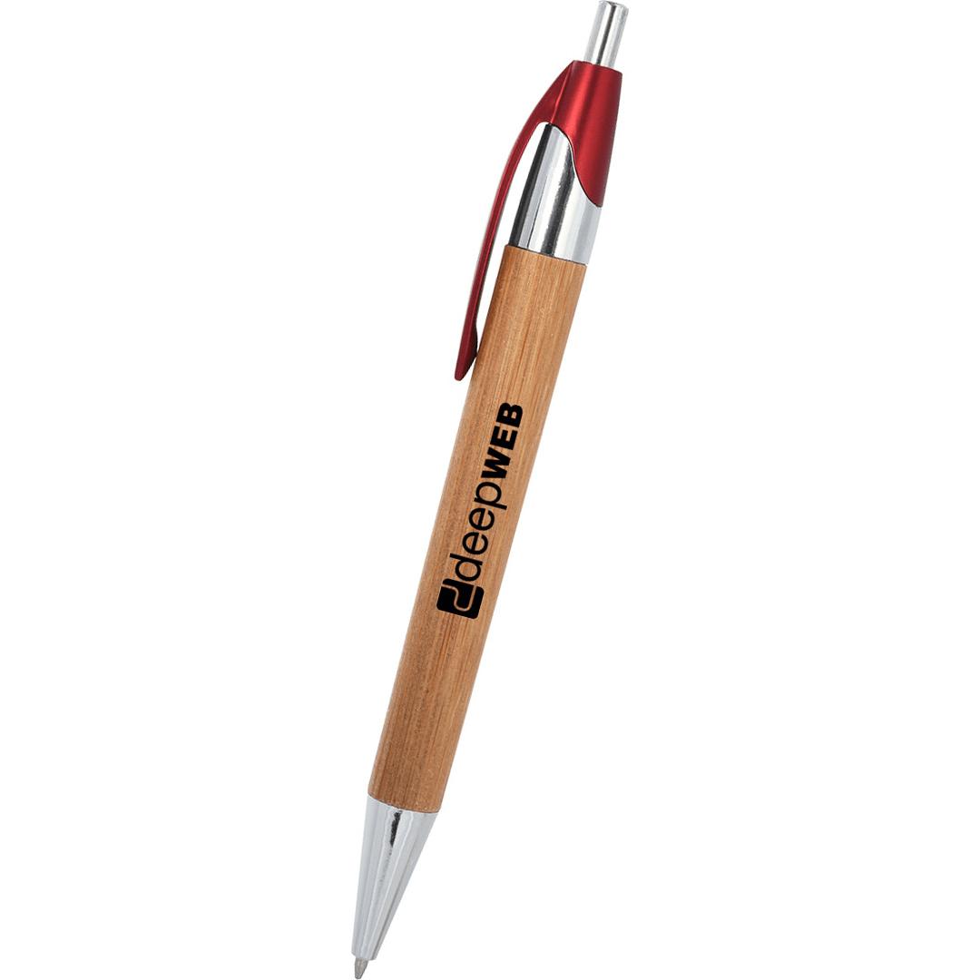 Imprinted Atticus Bamboo Pens - Promotional Pens Singapore - Gifts VV Available in 5 amazing item colors 客製 - Promotional Pens Singapore - Gifts VV Bamboo / Red Atticus Bamboo Pen