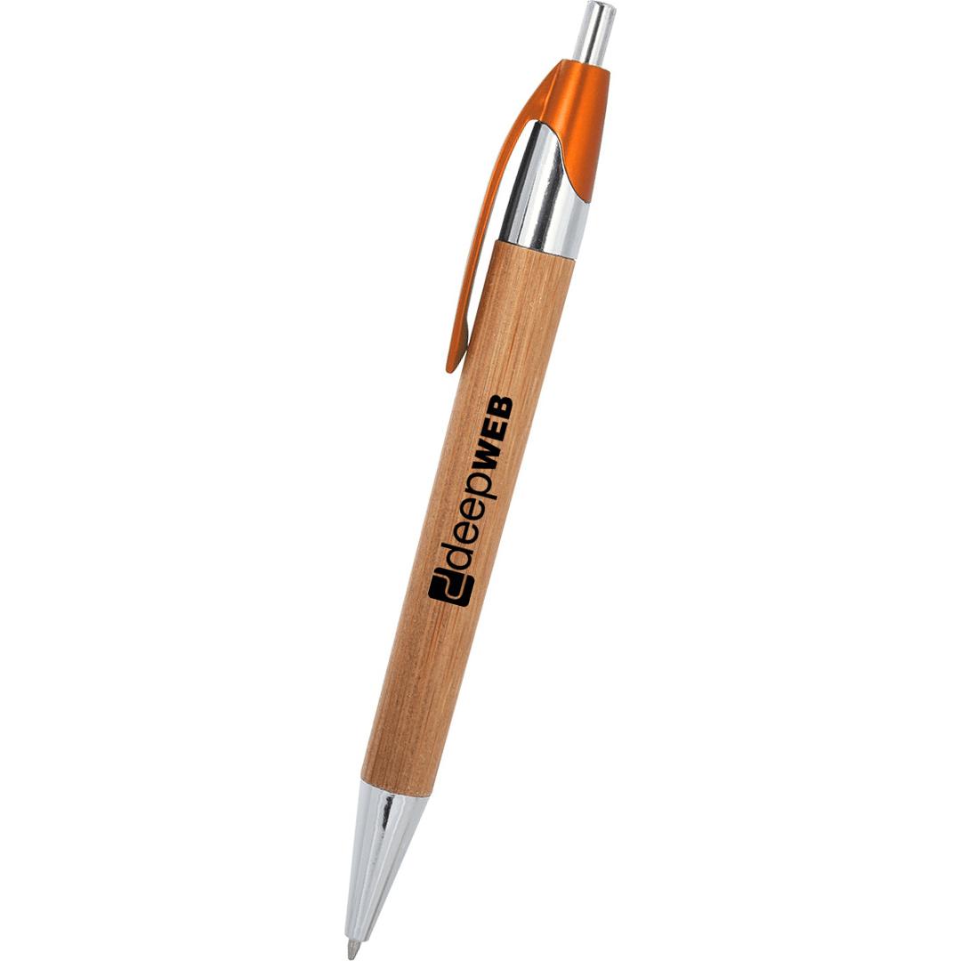 Imprinted Atticus Bamboo Pens - Promotional Pens Singapore - Gifts VV Available in 5 amazing item colors 客製 - Promotional Pens Singapore - Gifts VV Bamboo / Orange Atticus Bamboo Pen