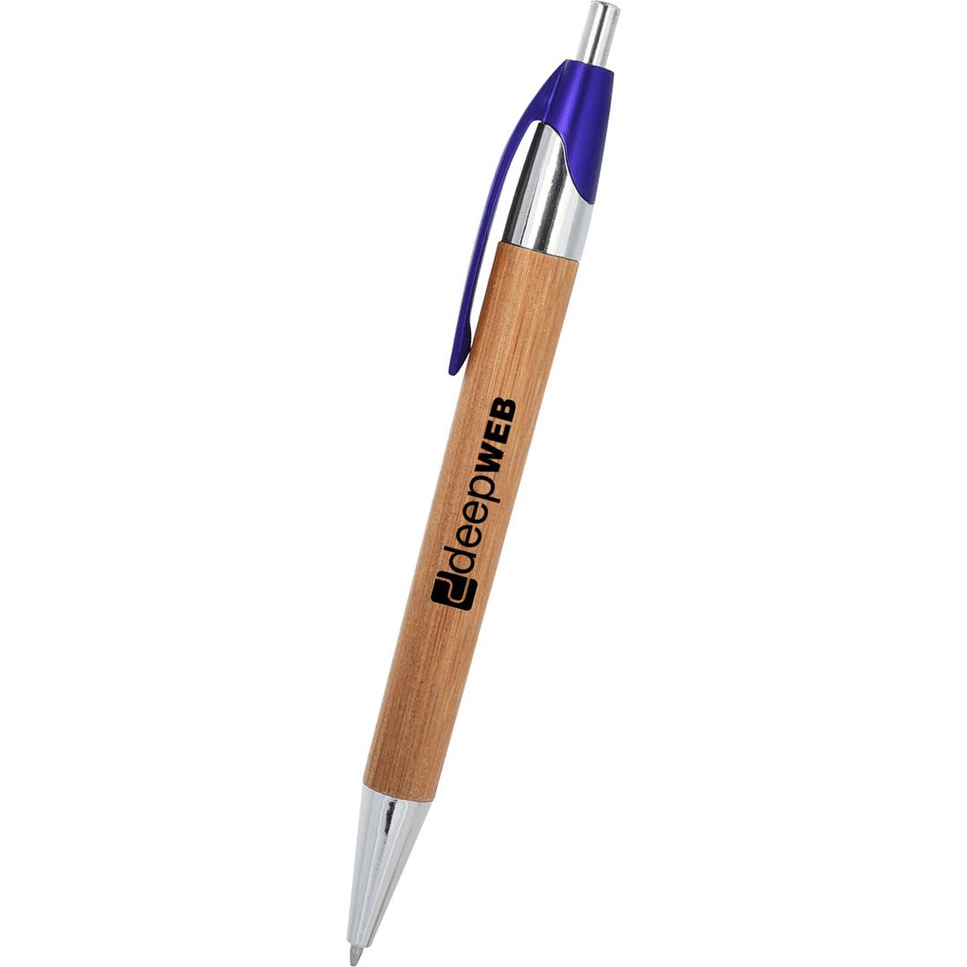 Imprinted Atticus Bamboo Pens - Promotional Pens Singapore - Gifts VV Available in 5 amazing item colors 客製 - Promotional Pens Singapore - Gifts VV Bamboo / Blue Atticus Bamboo Pen