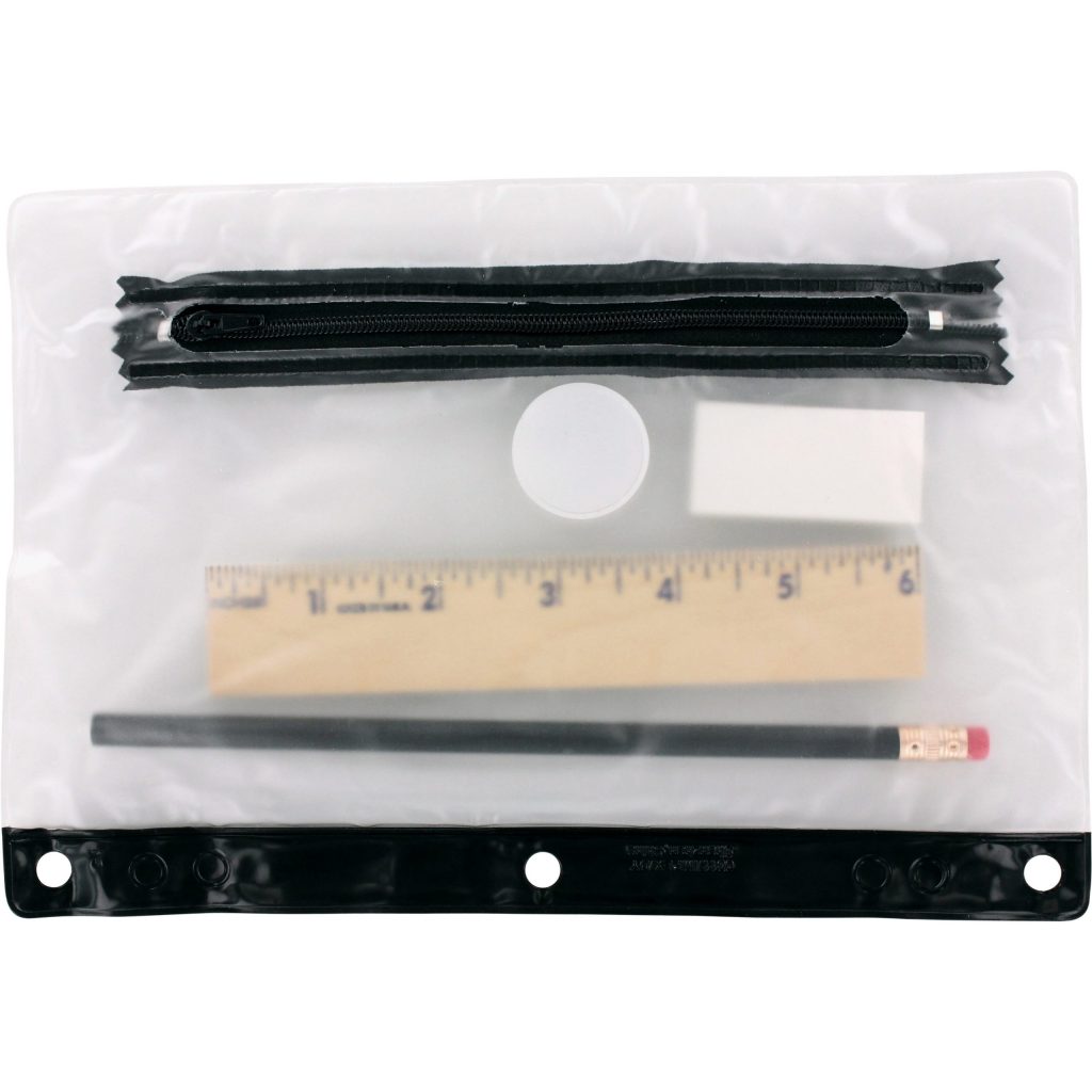 Printed Clear Translucent School Kits - Promotional Pens Singapore - Gifts VV Free Setup 客製 - Promotional Pens Singapore - Gifts VV Clear / Black Clear Translucent School Kit