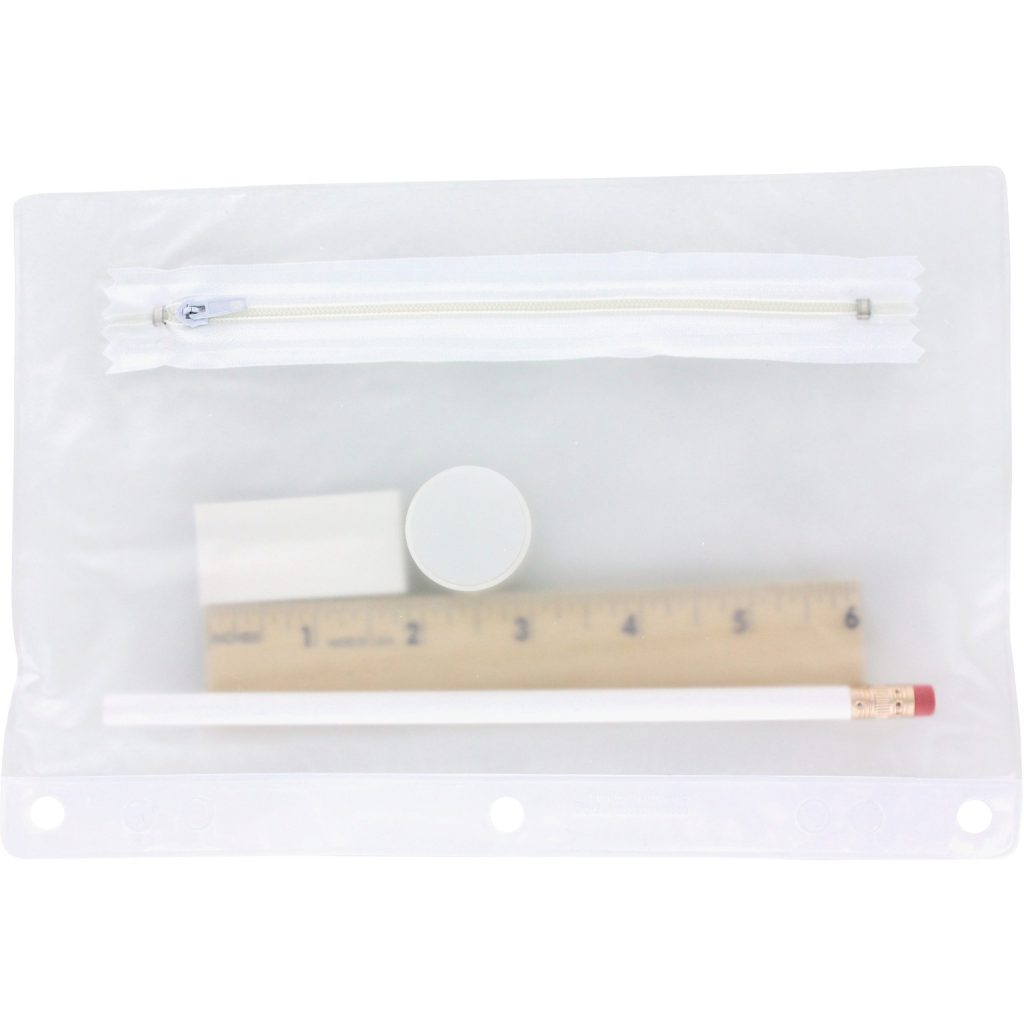 Printed Clear Translucent School Kits - Promotional Pens Singapore - Gifts VV Free Setup 客製 - Promotional Pens Singapore - Gifts VV Clear / White Clear Translucent School Kit