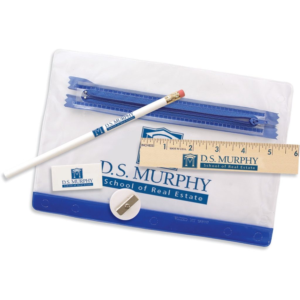 Printed Clear Translucent School Kits - Promotional Pens Singapore - Gifts VV Free Setup 客製 - Promotional Pens Singapore - Gifts VV Clear / Blue Clear Translucent School Kit