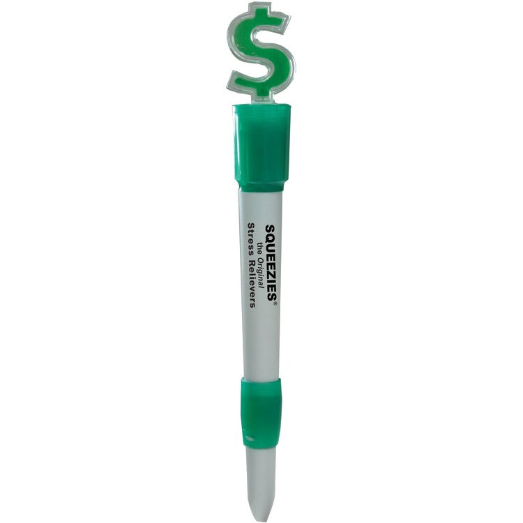 Gray / Green Light Up Dollar Sign Pen