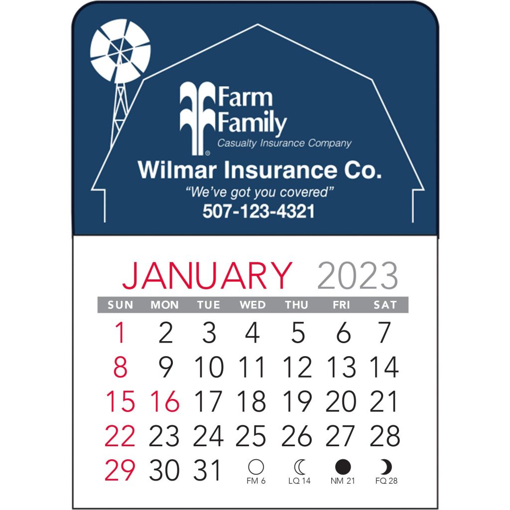 Giveaway Barn Vinyl Adhesive Calendars - Promotional Pens Singapore - Gifts VV Available in 5 exciting item colors 客製 - Promotional Pens Singapore - Gifts VV Blue Barn Vinyl Adhesive Calendar