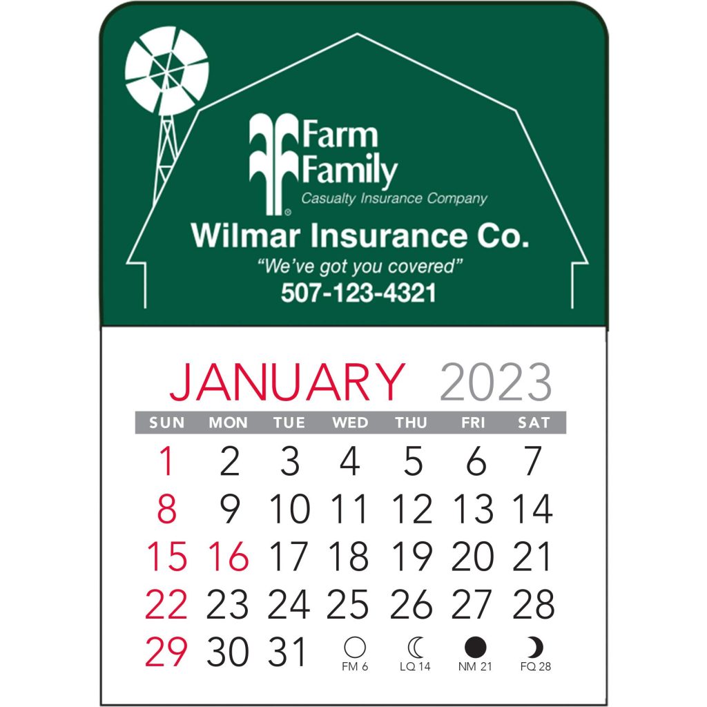 Giveaway Barn Vinyl Adhesive Calendars - Promotional Pens Singapore - Gifts VV Available in 5 exciting item colors 客製 - Promotional Pens Singapore - Gifts VV Green Barn Vinyl Adhesive Calendar