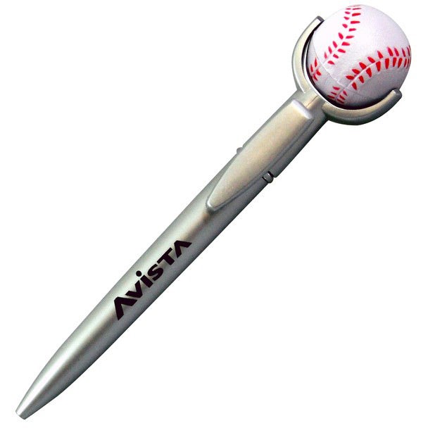 Logo Baseball Stress Reliever Top Pens - Promotional Pens Singapore - Gifts VV Your design pad printed 客製 - Promotional Pens Singapore - Gifts VV Silver Baseball Stress Reliever Top Pen