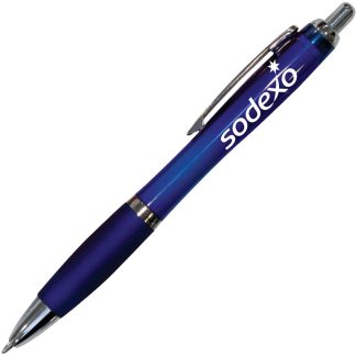 Translucent Navy Basset Pen with Rubber Grip