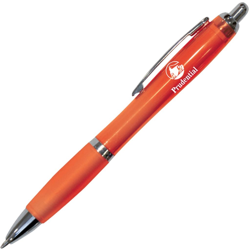 Translucent Orange Basset Pen with Rubber Grip