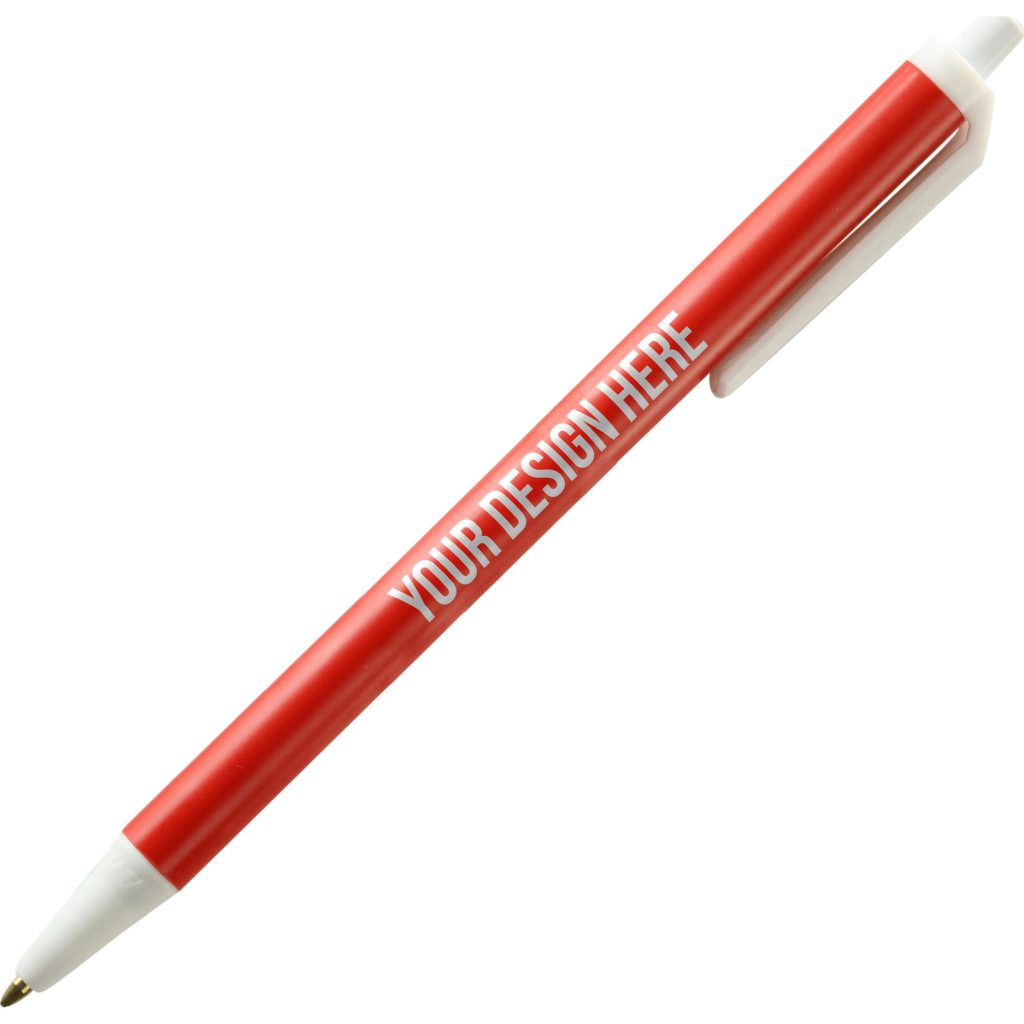 Imprinted BIC Clic Stic PrevaGuard Pens - Promotional Pens Singapore - Gifts VV Free Setup 客製 - Promotional Pens Singapore - Gifts VV Red BIC Clic Stic PrevaGuard Pen