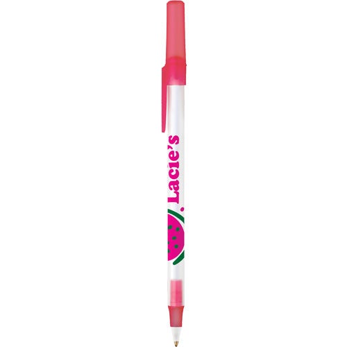 Frosted Clear / Pink Bic Round Stic Ice Pen