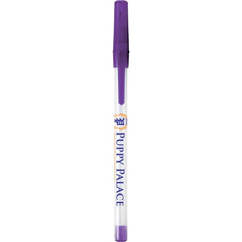 Frosted Clear / Purple Bic Round Stic Ice Pen