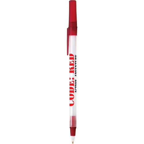 Frosted Clear / Red Bic Round Stic Ice Pen