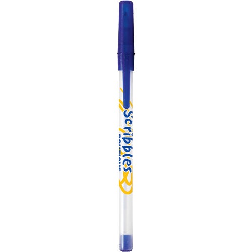 Frosted Clear / Royal Blue Bic Round Stic Ice Pen
