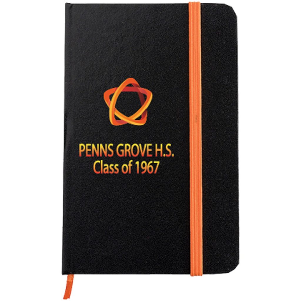 Logo Black Executive Cover Journals with PVC Finish - Promotional Pens Singapore - Gifts VV Free Shipping 客製 - Promotional Pens Singapore - Gifts VV Black / Orange Black Executive Cover Journal with PVC Finish