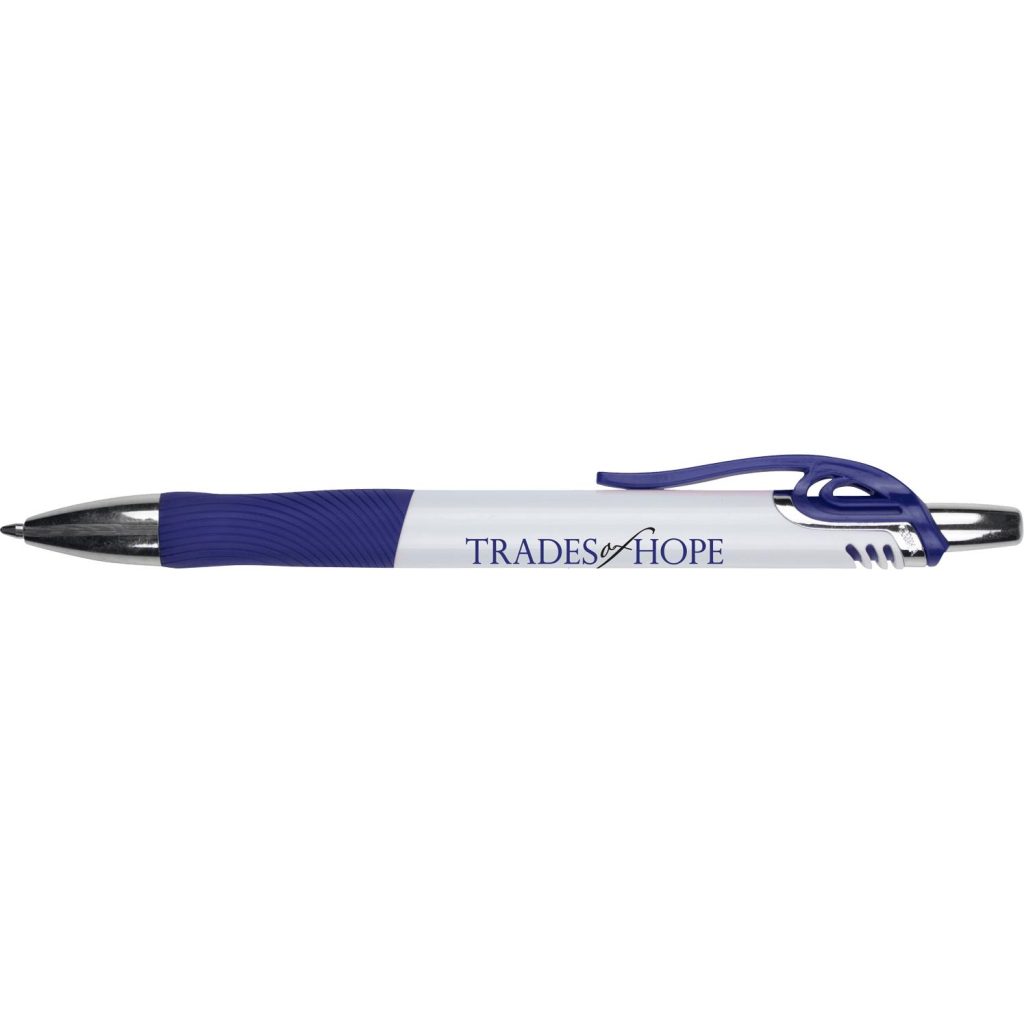 Promo Blake Gripper Pens with Colored Accents - Promotional Pens Singapore - Gifts VV Available in 7 amazing item colors 客製 - Promotional Pens Singapore - Gifts VV Blue / White Blake Gripper Pen with Colored Accents