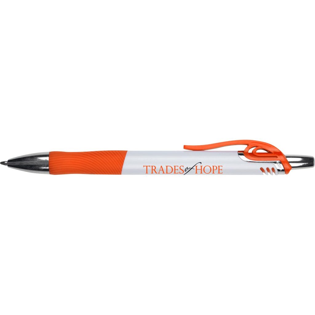 Promo Blake Gripper Pens with Colored Accents - Promotional Pens Singapore - Gifts VV Available in 7 amazing item colors 客製 - Promotional Pens Singapore - Gifts VV Orange / White Blake Gripper Pen with Colored Accents