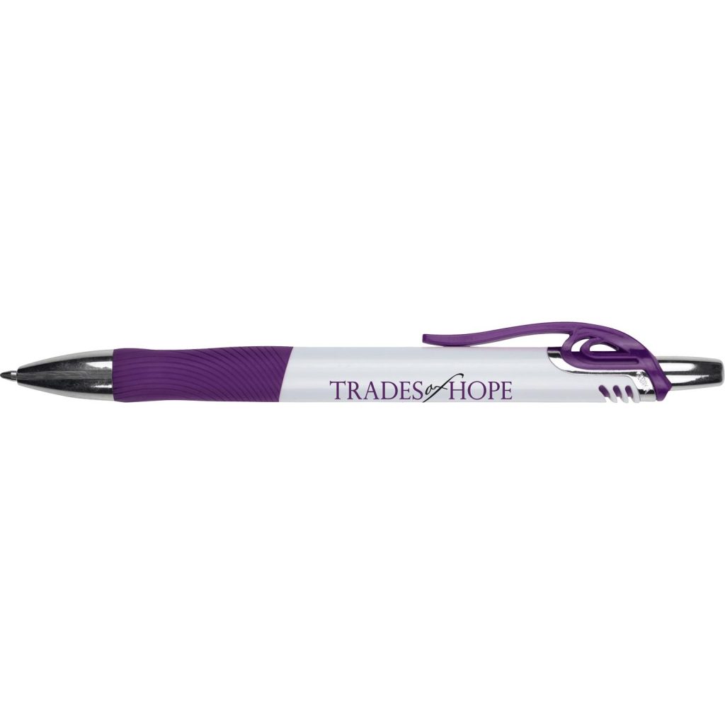 Promo Blake Gripper Pens with Colored Accents - Promotional Pens Singapore - Gifts VV Available in 7 amazing item colors 客製 - Promotional Pens Singapore - Gifts VV Purple / White Blake Gripper Pen with Colored Accents