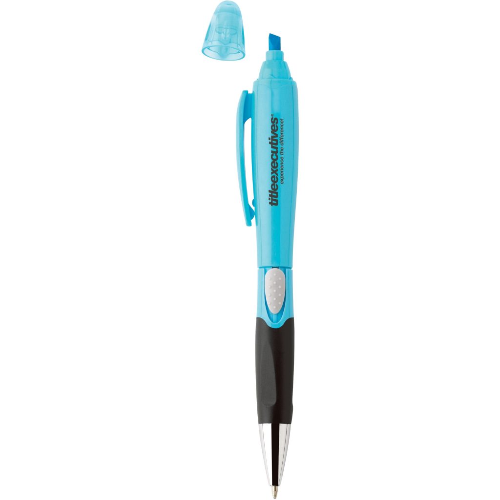 Customised Plastic Blossom Pen and Highlighters - Promotional Pens Singapore - Gifts VV Available in 7 awesome item colors 客製 - Promotional Pens Singapore - Gifts VV Neon Blue Plastic Blossom Pen and Highlighter