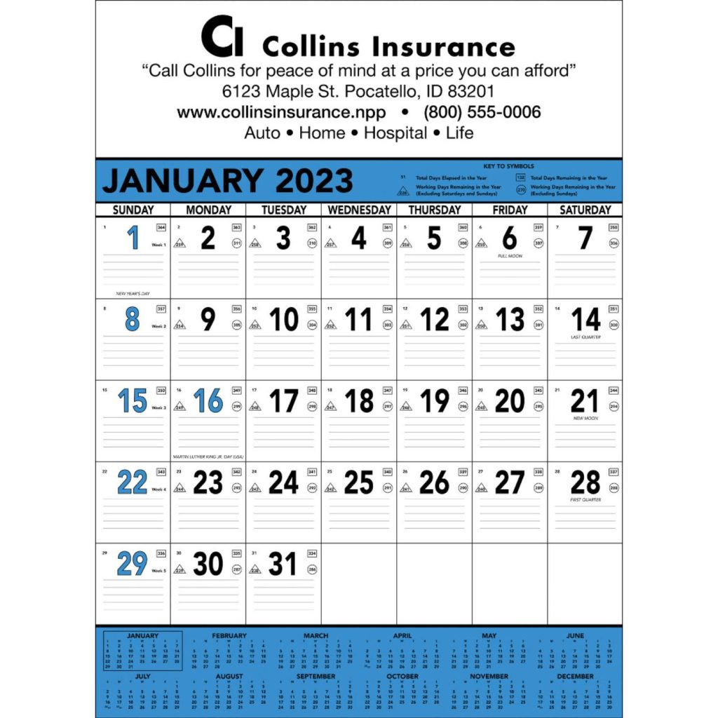 Promotional Blue and Black Contractors Memo Calendars - Promotional Pens Singapore - Gifts VV Free Setup 客製 - Promotional Pens Singapore - Gifts VV White / Blue Blue and Black Contractors Memo Calendar
