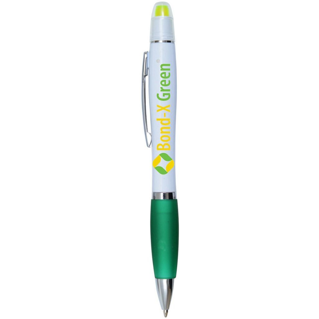 Advertising Brooke Gel Wax Highlighter Combo Pens - Promotional Pens Singapore - Gifts VV Free Shipping 客製 - Promotional Pens Singapore - Gifts VV White / Green Brooke Gel Wax Highlighter Combo Pen