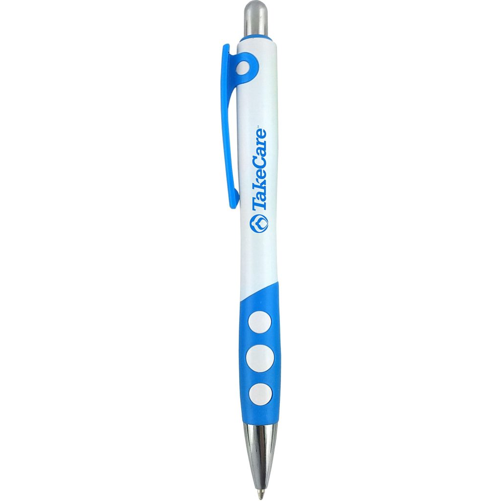 Marketing Bubble Grip Pens - Promotional Pens Singapore - Gifts VV Available in 8 exciting item colors 客製 - Promotional Pens Singapore - Gifts VV White / Light Blue Bubble Grip Pen