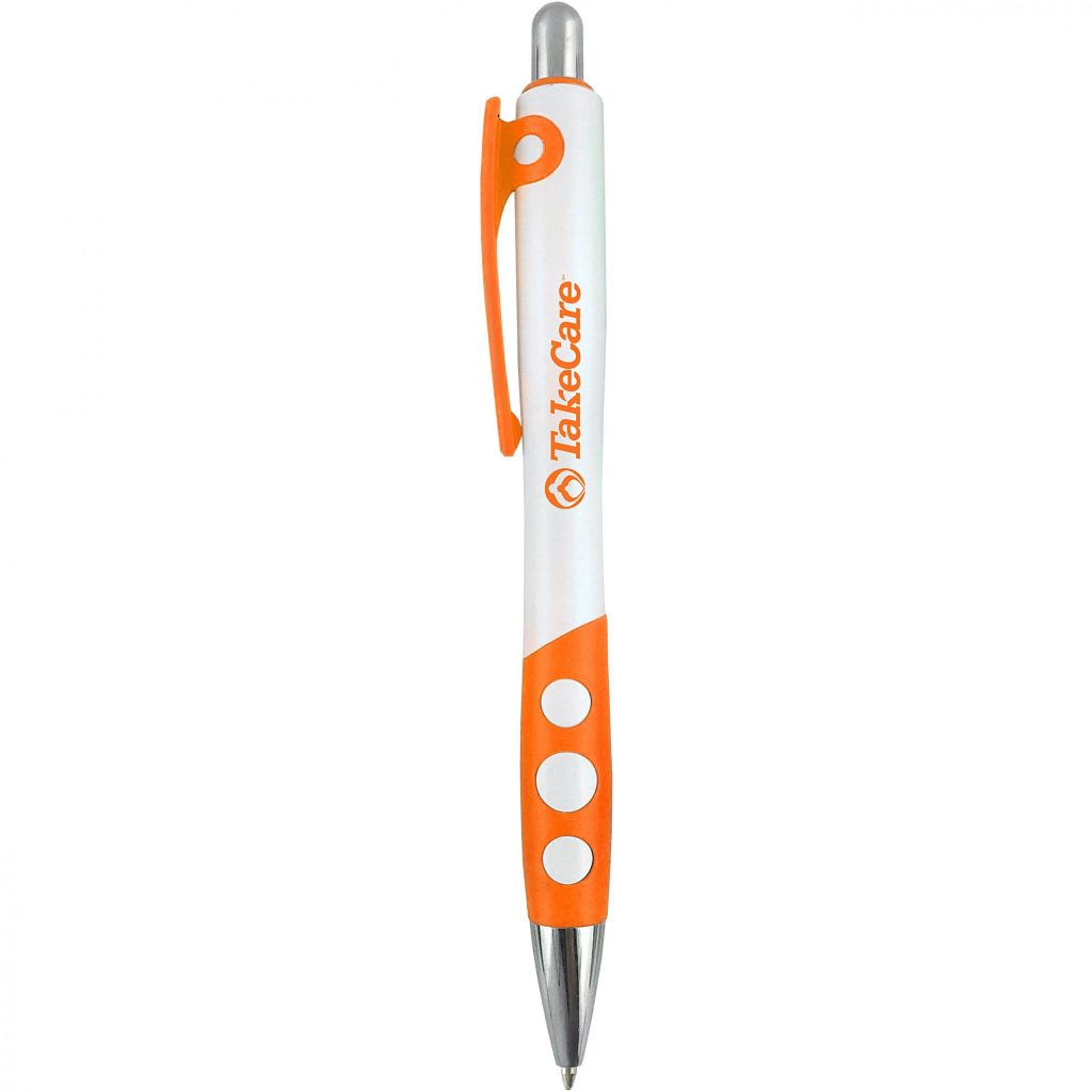 Marketing Bubble Grip Pens - Promotional Pens Singapore - Gifts VV Available in 8 exciting item colors 客製 - Promotional Pens Singapore - Gifts VV White / Orange Bubble Grip Pen