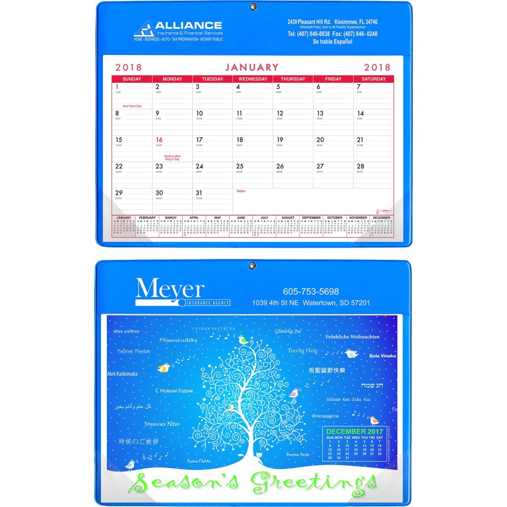 Imprinted Monthly Calendar Doodle Pads with Grommet and Greeting Page - Promotional Pens Singapore - Gifts VV Available in 18 awesome item colors 客製 - Promotional Pens Singapore - Gifts VV White / Med Blue Monthly Calendar Doodle Pad with Grommet and Greeting Page