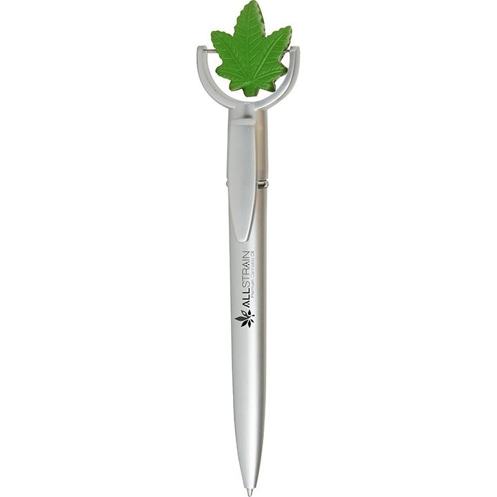 Marketing Cannabis Leaf Squeeze Top Pens - Promotional Pens Singapore - Gifts VV Your design ink imprinted 客製 - Promotional Pens Singapore - Gifts VV Silver Cannabis Leaf Squeeze Top Pen