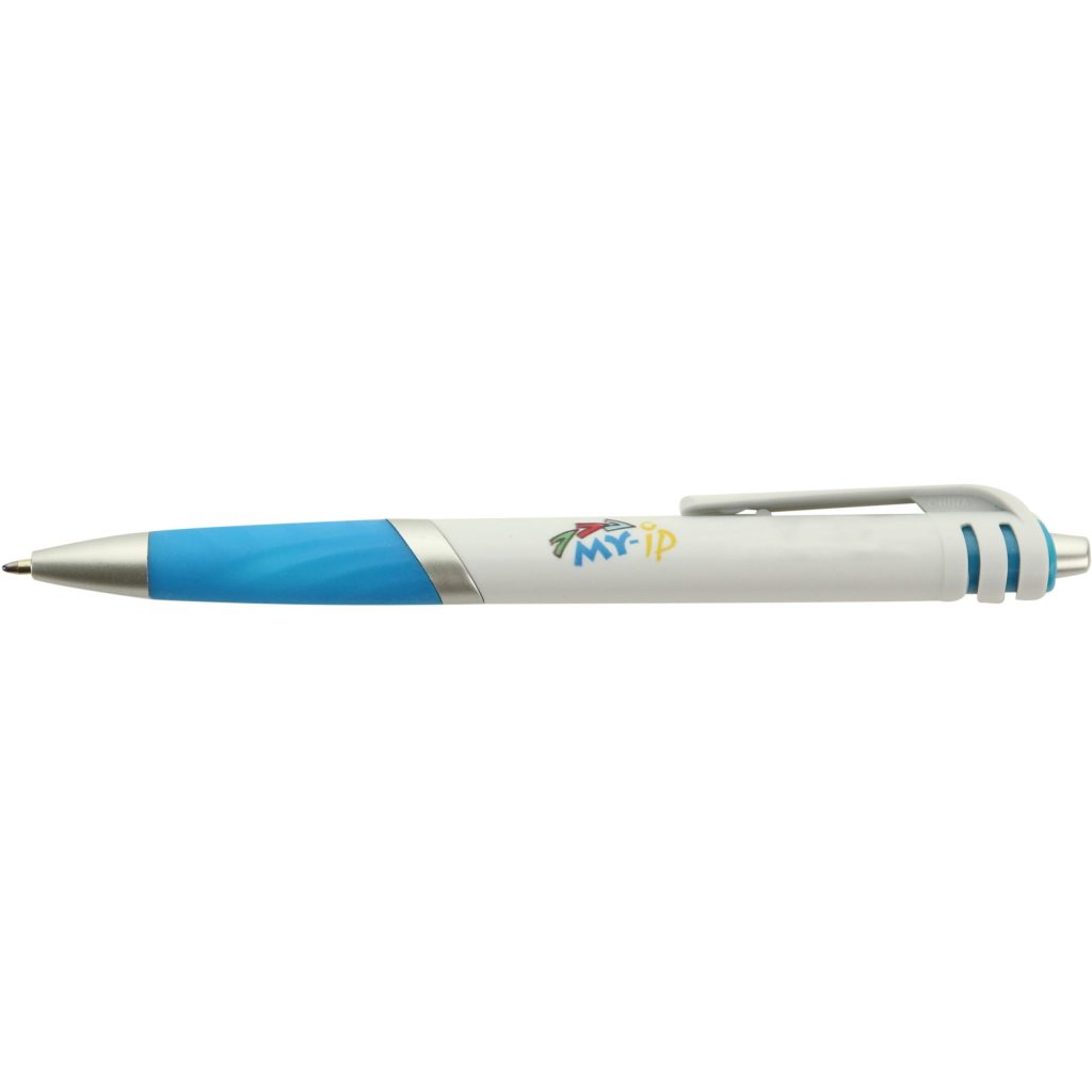 White / Bright Blue Carnival Grip Pen