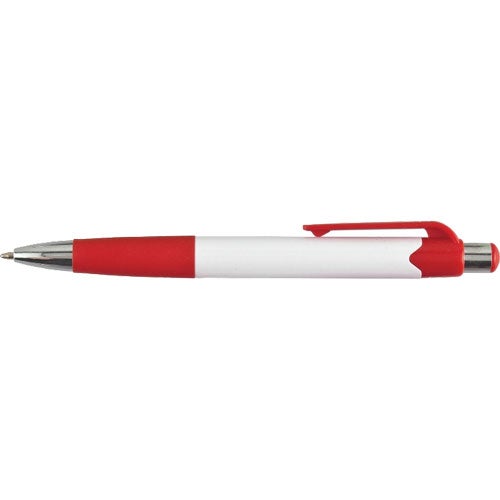 White / Red Carnival Pen with Rubber Grip