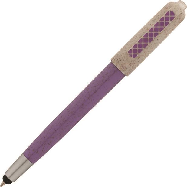 Purple / Tan Charlie Plunge-Action Ballpoint Mood Pen with Stylus