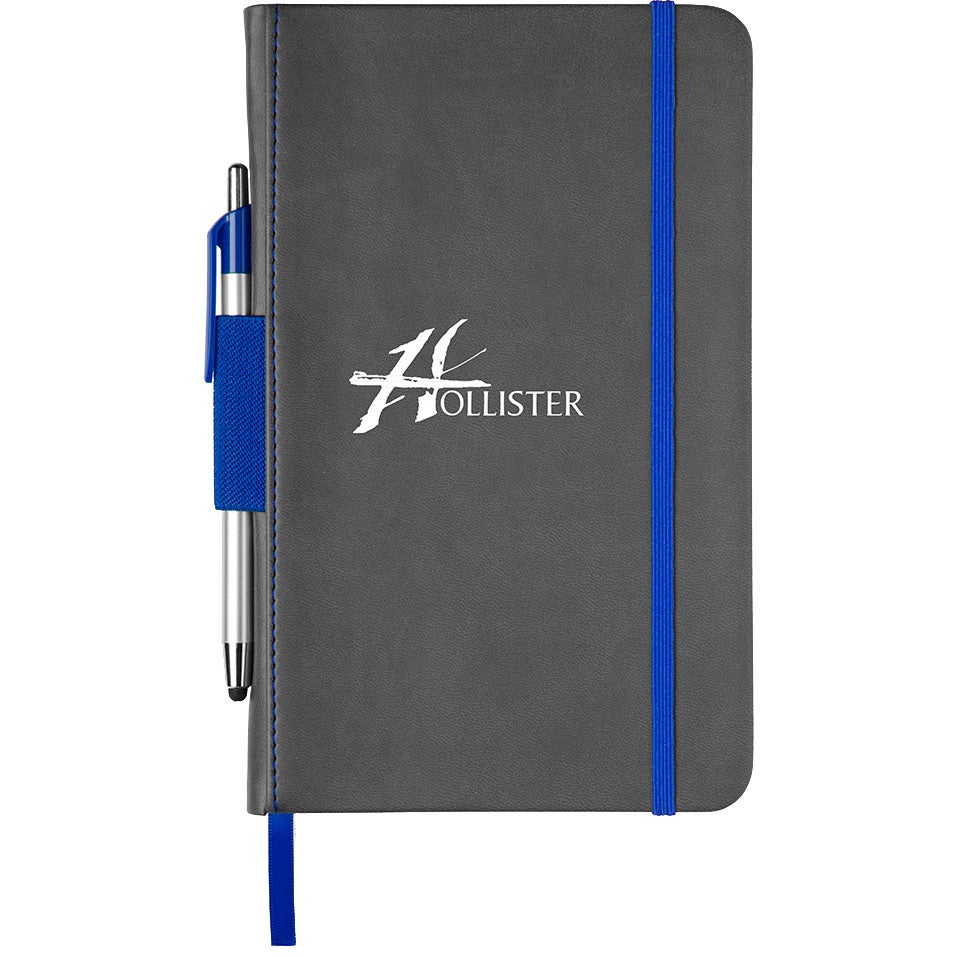 Printed Chester Journal Book Sets - Promotional Pens Singapore - Gifts VV Available in 6 exciting item colors 客製 - Promotional Pens Singapore - Gifts VV Gray / Blue Chester Journal Book Set