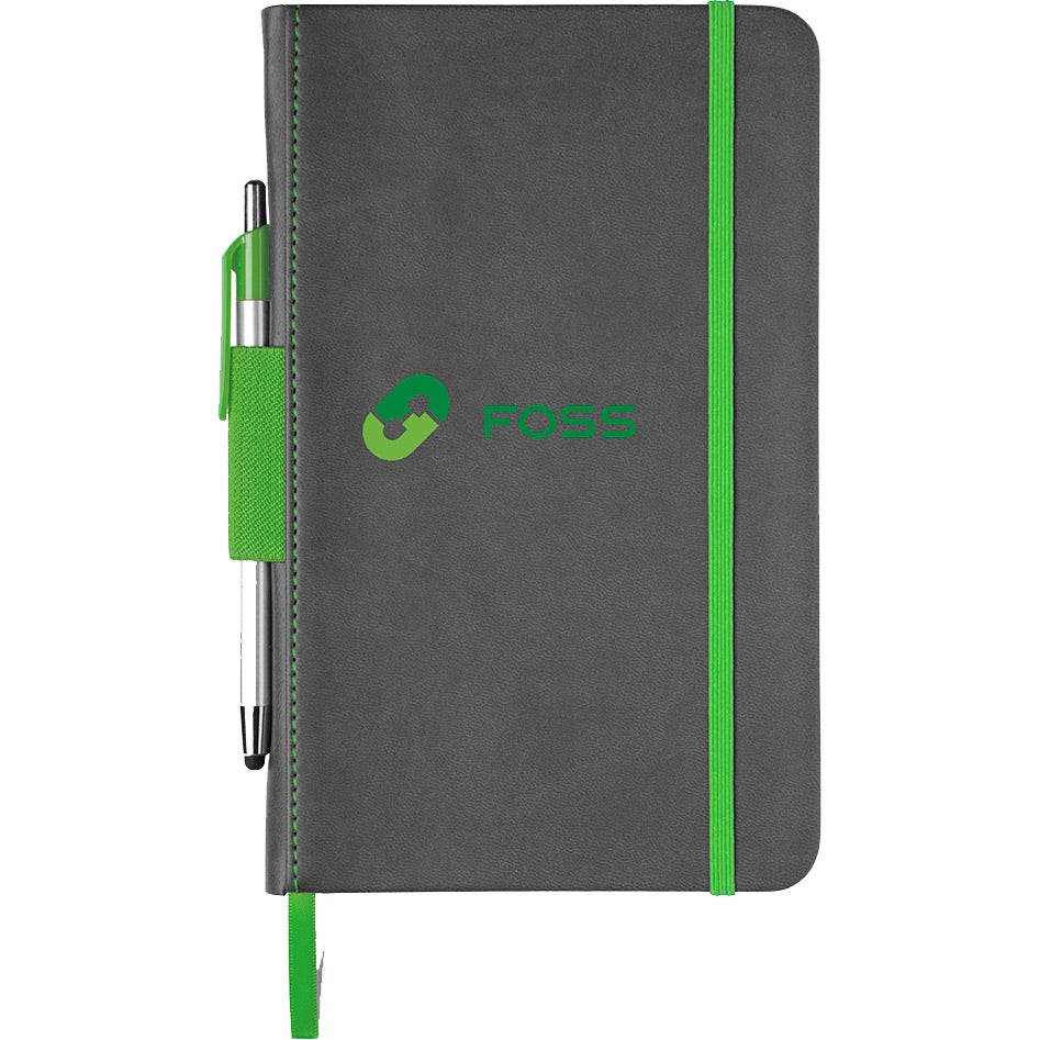 Printed Chester Journal Book Sets - Promotional Pens Singapore - Gifts VV Available in 6 exciting item colors 客製 - Promotional Pens Singapore - Gifts VV Gray / Green Chester Journal Book Set