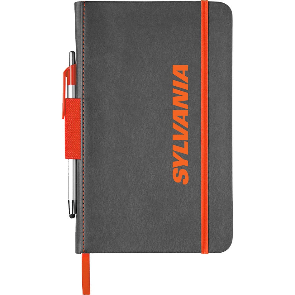 Printed Chester Journal Book Sets - Promotional Pens Singapore - Gifts VV Available in 6 exciting item colors 客製 - Promotional Pens Singapore - Gifts VV Gray / Orange Chester Journal Book Set