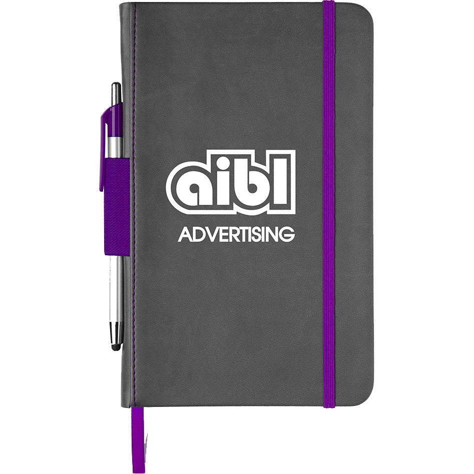 Printed Chester Journal Book Sets - Promotional Pens Singapore - Gifts VV Available in 6 exciting item colors 客製 - Promotional Pens Singapore - Gifts VV Gray / Purple Chester Journal Book Set