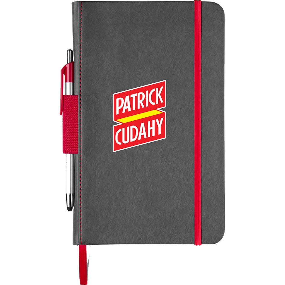 Printed Chester Journal Book Sets - Promotional Pens Singapore - Gifts VV Available in 6 exciting item colors 客製 - Promotional Pens Singapore - Gifts VV Gray / Red Chester Journal Book Set