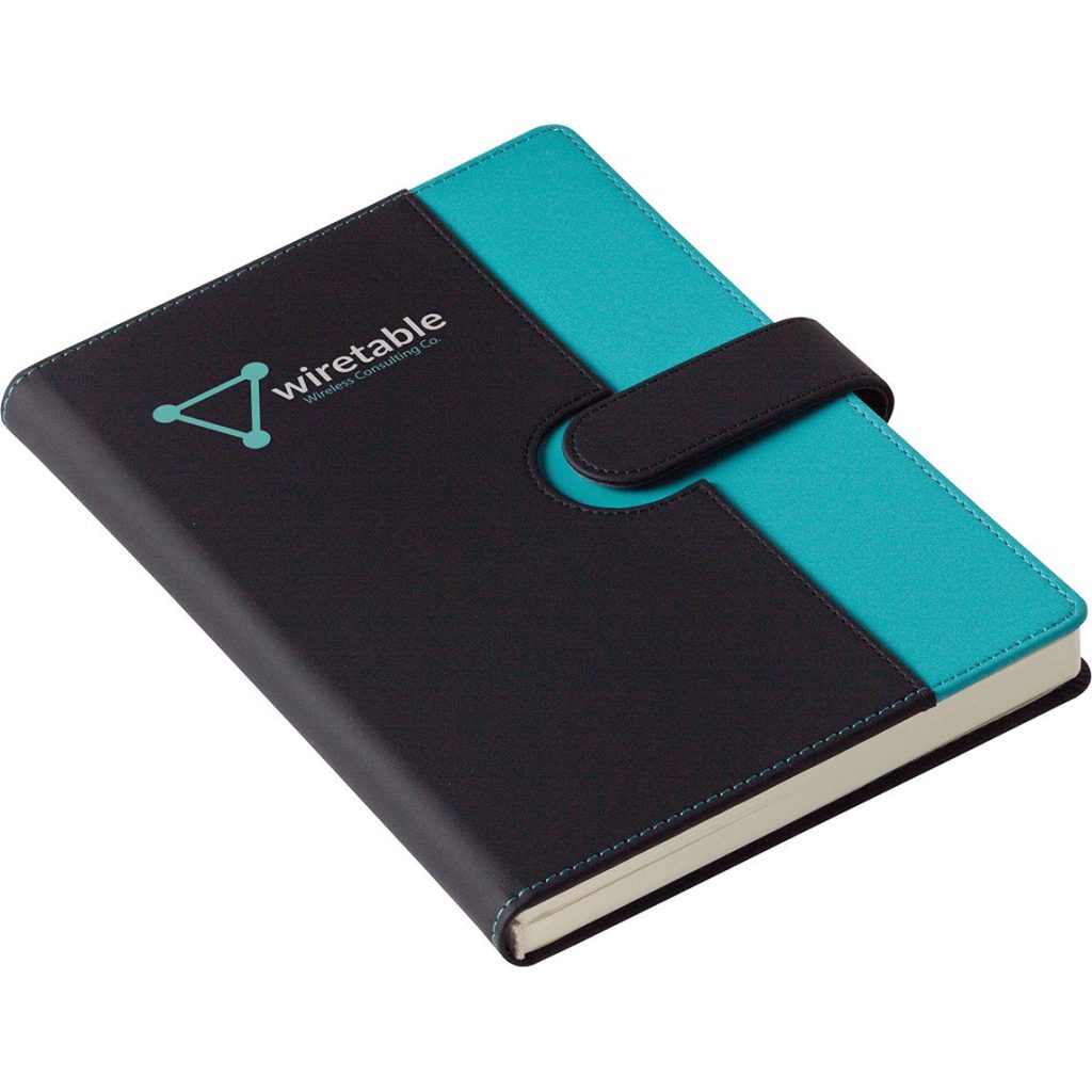 Giveaway Chic Journals with Magnetic Closure - Promotional Pens Singapore - Gifts VV Available in 3 exciting item colors 客製 - Promotional Pens Singapore - Gifts VV Black / Teal Chic Journal with Magnetic Closure