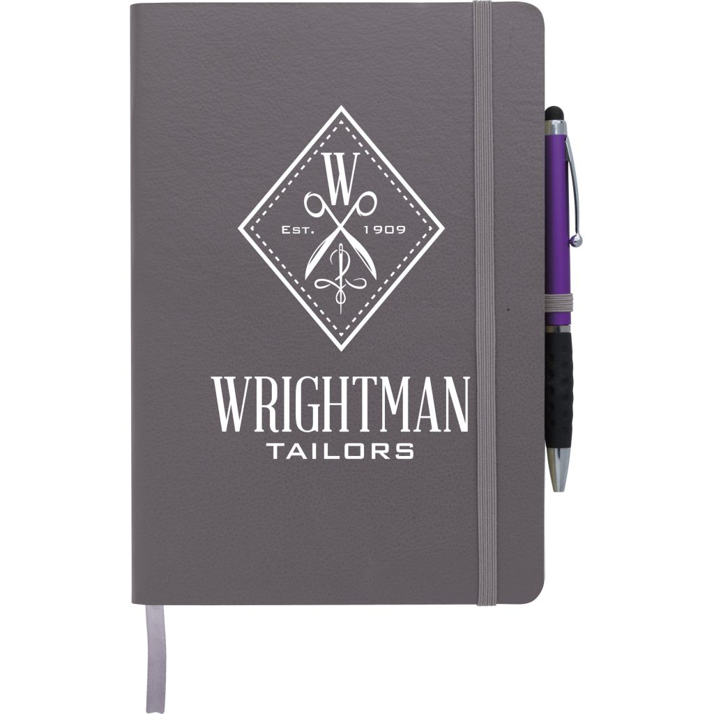 Logo Classic Textured Journals - Promotional Pens Singapore - Gifts VV Available in 4 exciting item colors 客製 - Promotional Pens Singapore - Gifts VV Gray Classic Textured Journal