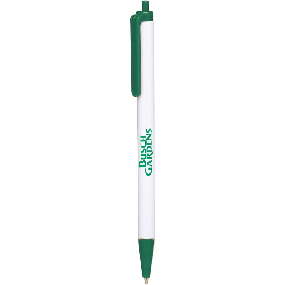 Customised Click Action Company Pens - Promotional Pens Singapore - Gifts VV Available in 13 amazing item colors 客製 - Promotional Pens Singapore - Gifts VV White / Green Click Action Company Pen