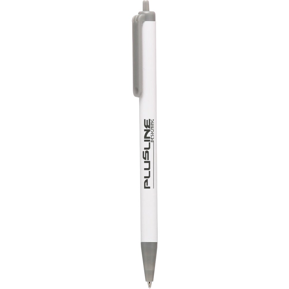 Customised Click Action Company Pens - Promotional Pens Singapore - Gifts VV Available in 13 amazing item colors 客製 - Promotional Pens Singapore - Gifts VV White / Gray Click Action Company Pen
