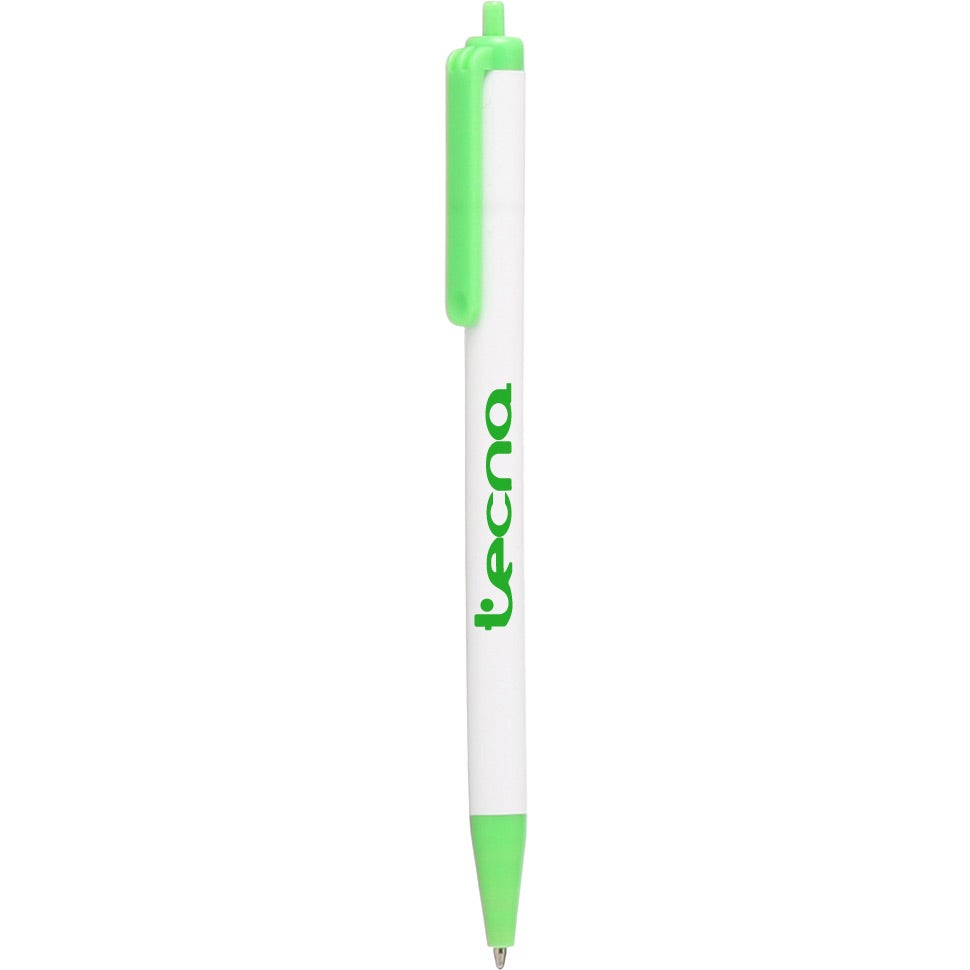 Customised Click Action Company Pens - Promotional Pens Singapore - Gifts VV Available in 13 amazing item colors 客製 - Promotional Pens Singapore - Gifts VV White / Lime Green Click Action Company Pen