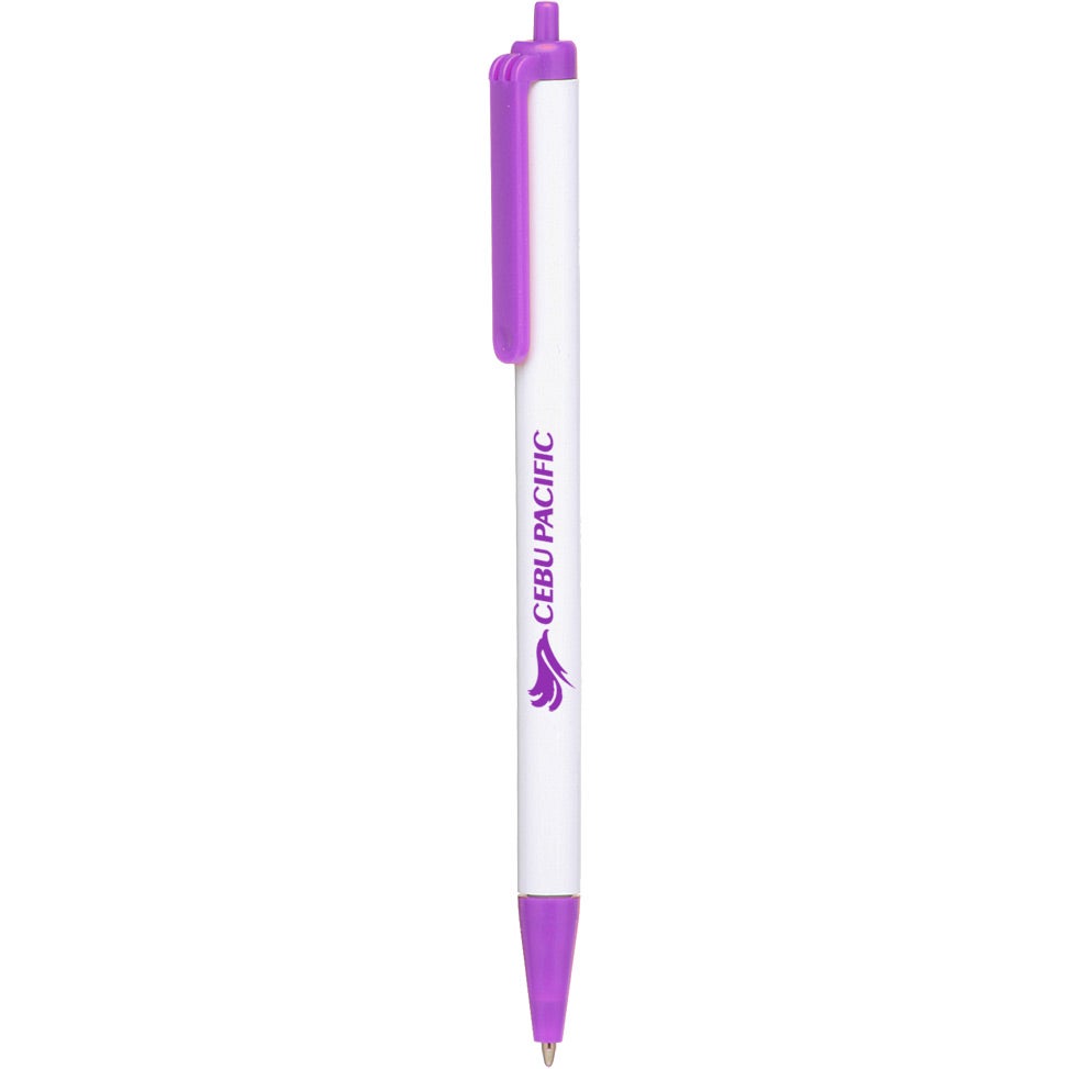 Customised Click Action Company Pens - Promotional Pens Singapore - Gifts VV Available in 13 amazing item colors 客製 - Promotional Pens Singapore - Gifts VV White / Purple Click Action Company Pen